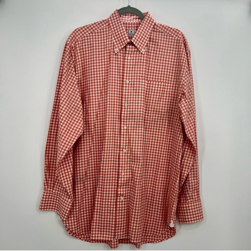 Peter Millar Men Button Down Long Sleeve Dress Shirt Top Plaid Checkered Shirt L - Picture 2 of 5